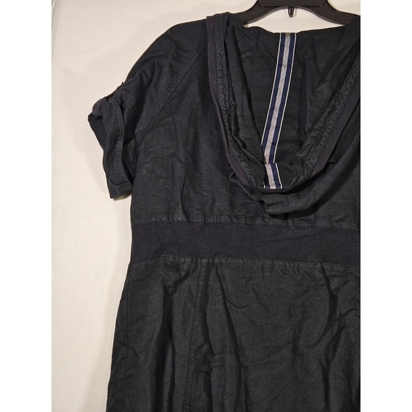 Converse Women's Black Short Sleeve Zippered Hooded Shirt Dress Skater Grunge - Picture 9 of 16